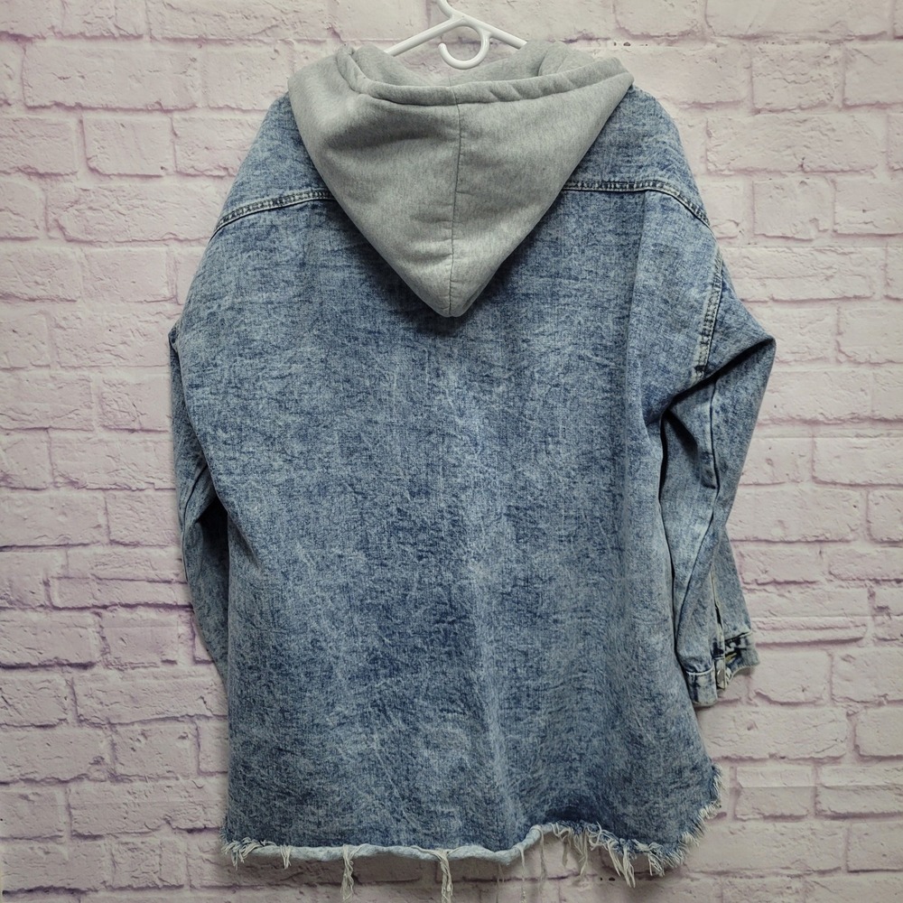 Thrill Jeans Denim Hoodie Shirt Jacket Womens 3X Distressed Grunge Streetwear - Picture 2 of 9